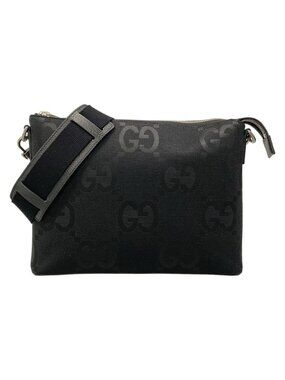 Gucci Shoulder Bag Jumbo Ggmidi Am Black Detachable Strap Leather